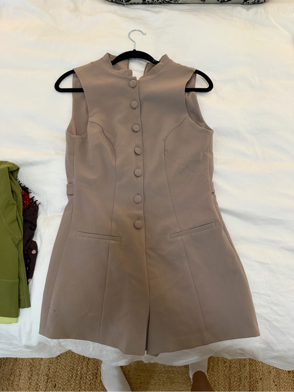 Zara Taupe Sleeveless Button-Front Dress